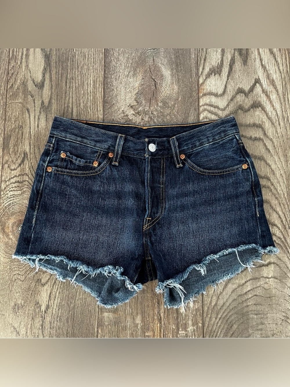 LEVI’S 501 Button Fly Denim Jean Cutoff Shorts Red Tab Size 26